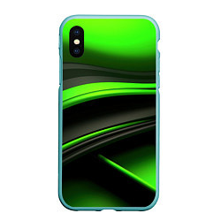 Чехол iPhone XS Max матовый Black green textureпоп, цвет: 3D-мятный