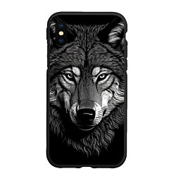 Чехол iPhone XS Max матовый Спокойный уверенный волк, цвет: 3D-черный