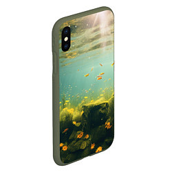 Чехол iPhone XS Max матовый Рыбки в море, цвет: 3D-темно-зеленый — фото 2