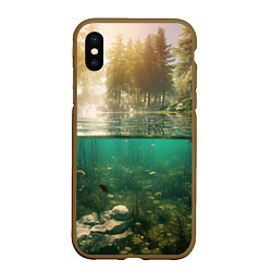 Чехол iPhone XS Max матовый Поводный мир и рыбы, цвет: 3D-коричневый