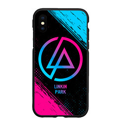 Чехол iPhone XS Max матовый Linkin Park - neon gradient, цвет: 3D-черный