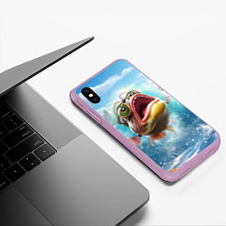 Чехол iPhone XS Max матовый Карп выпрыгивающий из воды, цвет: 3D-сиреневый — фото 2