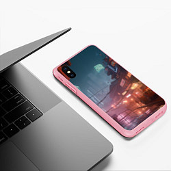 Чехол iPhone XS Max матовый Киберпанк город будущего, цвет: 3D-баблгам — фото 2