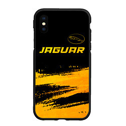 Чехол iPhone XS Max матовый Jaguar - gold gradient: символ сверху, цвет: 3D-черный