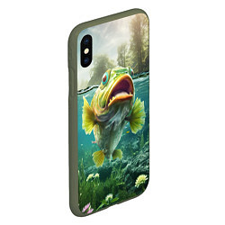 Чехол iPhone XS Max матовый Карп в воде, цвет: 3D-темно-зеленый — фото 2