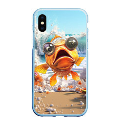 Чехол iPhone XS Max матовый Карп рыба, цвет: 3D-голубой