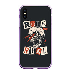 Чехол iPhone XS Max матовый Rock - молнии из глаз, цвет: 3D-сиреневый