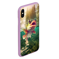 Чехол iPhone XS Max матовый Карп в озере, цвет: 3D-сиреневый — фото 2