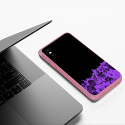 Чехол iPhone XS Max матовый Скелеты в неоновом огне, цвет: 3D-малиновый — фото 2