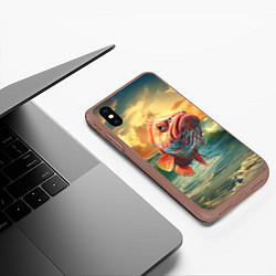 Чехол iPhone XS Max матовый Большой карп, цвет: 3D-коричневый — фото 2