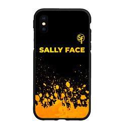 Чехол iPhone XS Max матовый Sally Face - gold gradient: символ сверху, цвет: 3D-черный