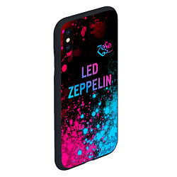 Чехол iPhone XS Max матовый Led Zeppelin - neon gradient: символ сверху, цвет: 3D-черный — фото 2