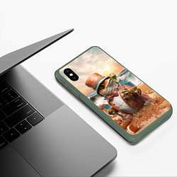 Чехол iPhone XS Max матовый Рыба с пивом, цвет: 3D-темно-зеленый — фото 2