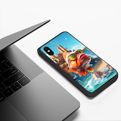 Чехол iPhone XS Max матовый Карп в солнечных очках, цвет: 3D-черный — фото 2