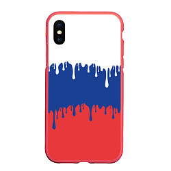 Чехол iPhone XS Max матовый Флаг России - потёки, цвет: 3D-красный