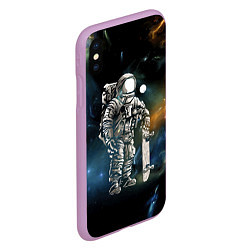 Чехол iPhone XS Max матовый Космонавт-скейтбордист, цвет: 3D-сиреневый — фото 2