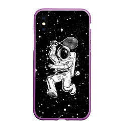 Чехол iPhone XS Max матовый Space tennis - astronaut, цвет: 3D-фиолетовый