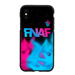 Чехол iPhone XS Max матовый FNAF - neon gradient: символ сверху, цвет: 3D-черный