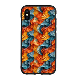 Чехол iPhone XS Max матовый Волны ярких красок, цвет: 3D-черный