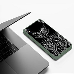 Чехол iPhone XS Max матовый Киберпанк-модерн, цвет: 3D-темно-зеленый — фото 2