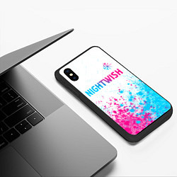 Чехол iPhone XS Max матовый Nightwish neon gradient style: символ сверху, цвет: 3D-черный — фото 2