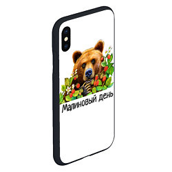 Чехол iPhone XS Max матовый Медведь Малиновый день, цвет: 3D-черный — фото 2