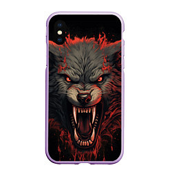 Чехол iPhone XS Max матовый Серый волк, цвет: 3D-сиреневый