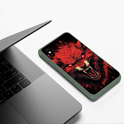 Чехол iPhone XS Max матовый Red wolf, цвет: 3D-темно-зеленый — фото 2