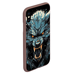 Чехол iPhone XS Max матовый Fantasy blue wolf, цвет: 3D-коричневый — фото 2