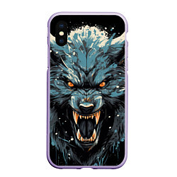 Чехол iPhone XS Max матовый Fantasy blue wolf, цвет: 3D-светло-сиреневый