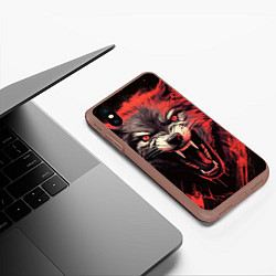 Чехол iPhone XS Max матовый Злой волк, цвет: 3D-коричневый — фото 2