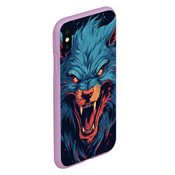 Чехол iPhone XS Max матовый Art blue wolf, цвет: 3D-сиреневый — фото 2