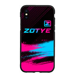 Чехол iPhone XS Max матовый Zotye - neon gradient: символ сверху, цвет: 3D-черный