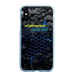 Чехол iPhone XS Max матовый Cyberpunk 2077 phantom liberty blue, цвет: 3D-голубой