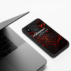 Чехол iPhone XS Max матовый Cyberpunk 2077 Phantom liberty red fire, цвет: 3D-черный — фото 2