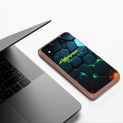 Чехол iPhone XS Max матовый Cyberpunk 2077 phantom liberty logo, цвет: 3D-коричневый — фото 2