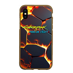 Чехол iPhone XS Max матовый Cyberpunk 2077 phantom liberty logo, цвет: 3D-коричневый