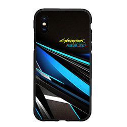 Чехол iPhone XS Max матовый Cyberpunk 2077 phantom liberty black blue abstract, цвет: 3D-черный