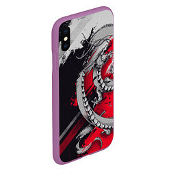 Чехол iPhone XS Max матовый Dragon - Japan style, цвет: 3D-фиолетовый — фото 2