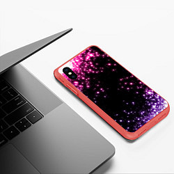 Чехол iPhone XS Max матовый Неоновые звезды - neon, цвет: 3D-красный — фото 2