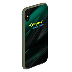 Чехол iPhone XS Max матовый Cyberpunk 2077 phantom liberty dark logo, цвет: 3D-темно-зеленый — фото 2