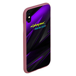 Чехол iPhone XS Max матовый Cyberpunk 2077 phantom liberty dark logo, цвет: 3D-малиновый — фото 2