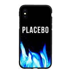 Чехол iPhone XS Max матовый Placebo blue fire, цвет: 3D-черный