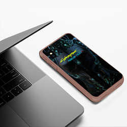 Чехол iPhone XS Max матовый Киберпанк 2077 призрачная свобода торс, цвет: 3D-коричневый — фото 2