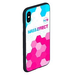 Чехол iPhone XS Max матовый Mass Effect neon gradient style: символ сверху, цвет: 3D-черный — фото 2
