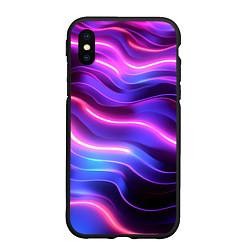 Чехол iPhone XS Max матовый Неоновые волны, цвет: 3D-черный