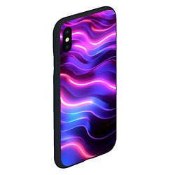 Чехол iPhone XS Max матовый Неоновые волны, цвет: 3D-черный — фото 2