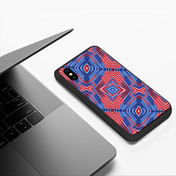 Чехол iPhone XS Max матовый Красно-синие абстрактные полосы, цвет: 3D-черный — фото 2