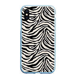 Чехол iPhone XS Max матовый Полосатая шкура зебры, белого тигра, цвет: 3D-голубой