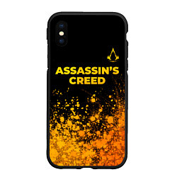 Чехол iPhone XS Max матовый Assassins Creed - gold gradient: символ сверху, цвет: 3D-черный